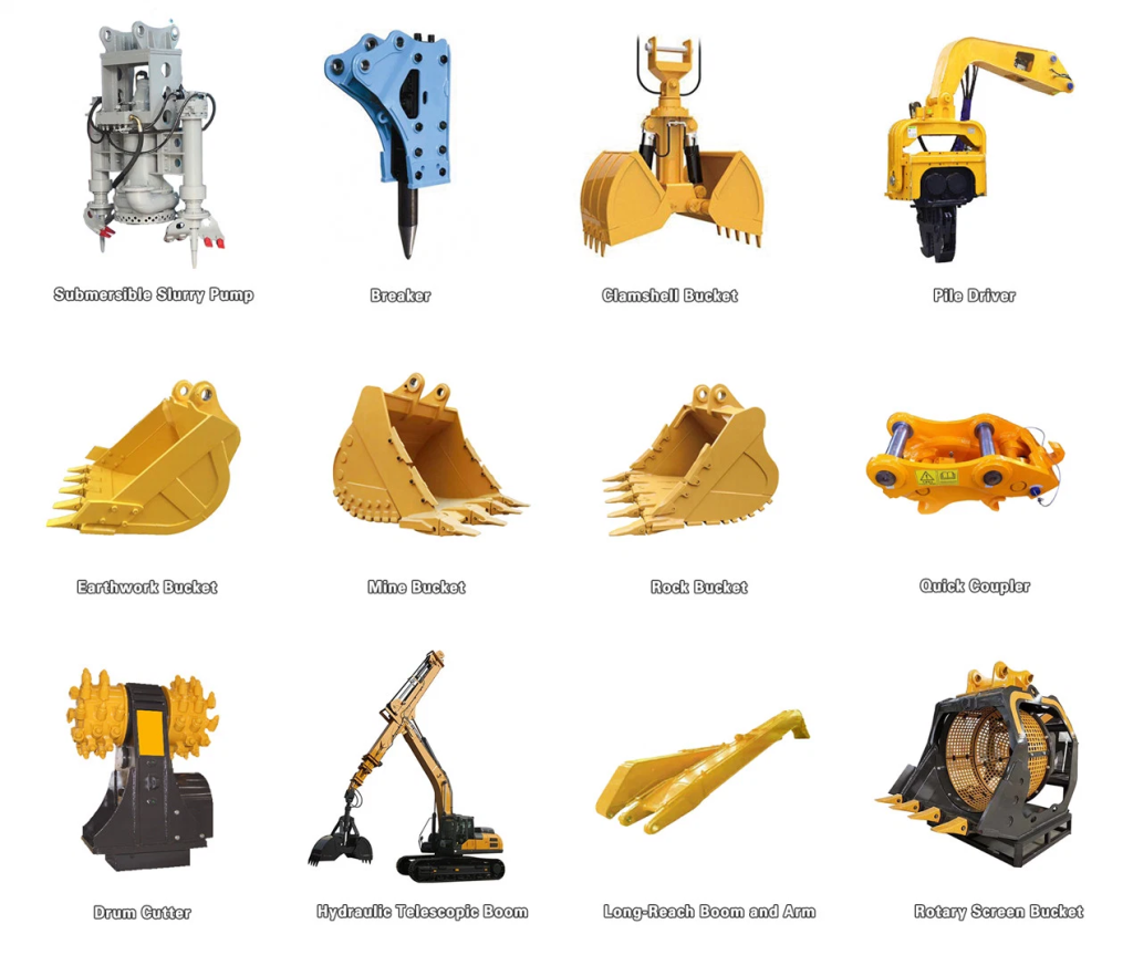 types of excavator attachments